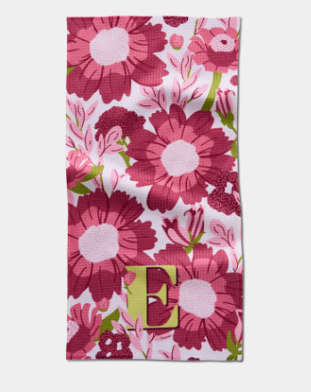 Geometry Monogram Floral Personalized Bar Towels