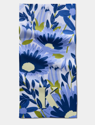 Geometry Monogram Floral Personalized Bar Towels