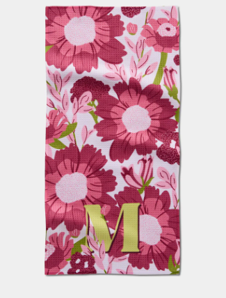 Geometry Monogram Floral Personalized Bar Towels