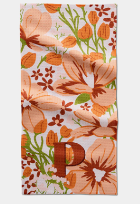 Geometry Monogram Floral Personalized Bar Towels