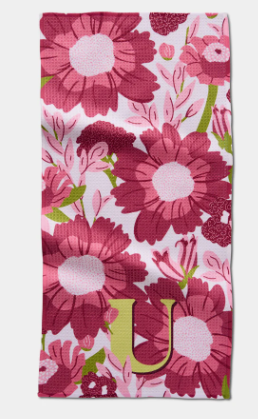 Geometry Monogram Floral Personalized Bar Towels