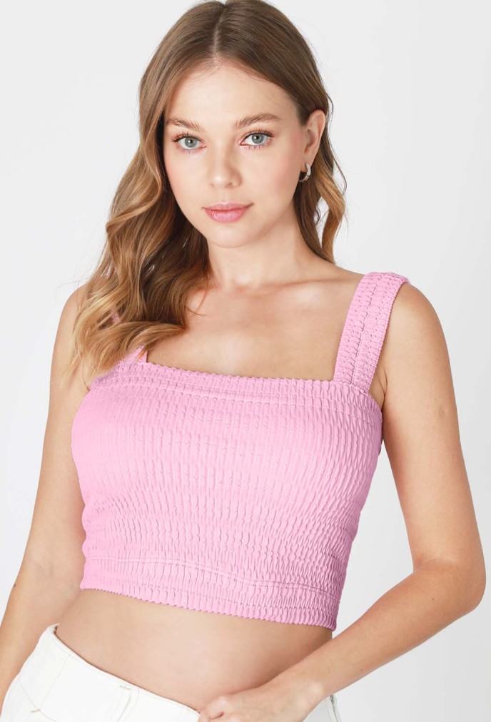 Nikibiki Shirred Square Neck Crop Top