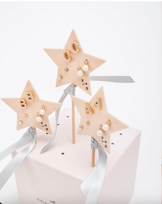 Mini Pearlie Initial Star Pennant Earring Set