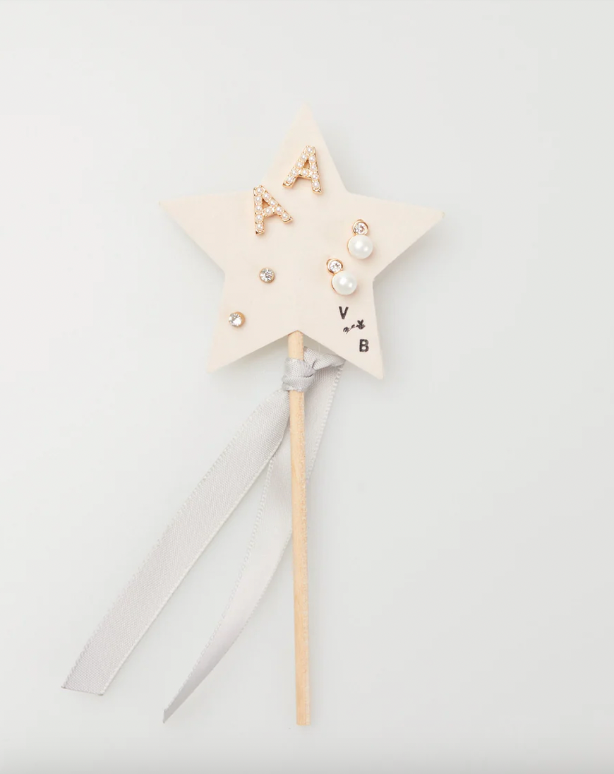Mini Pearlie Initial Star Pennant Earring Set
