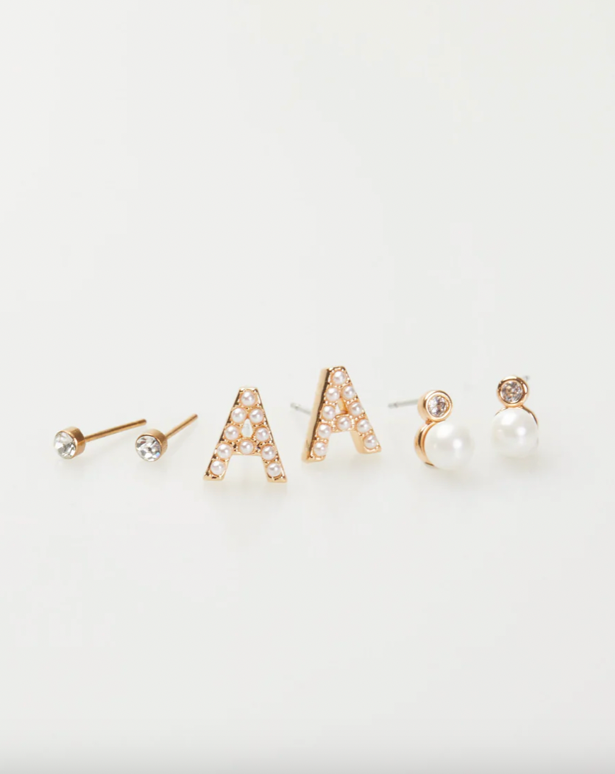 Mini Pearlie Initial Star Pennant Earring Set