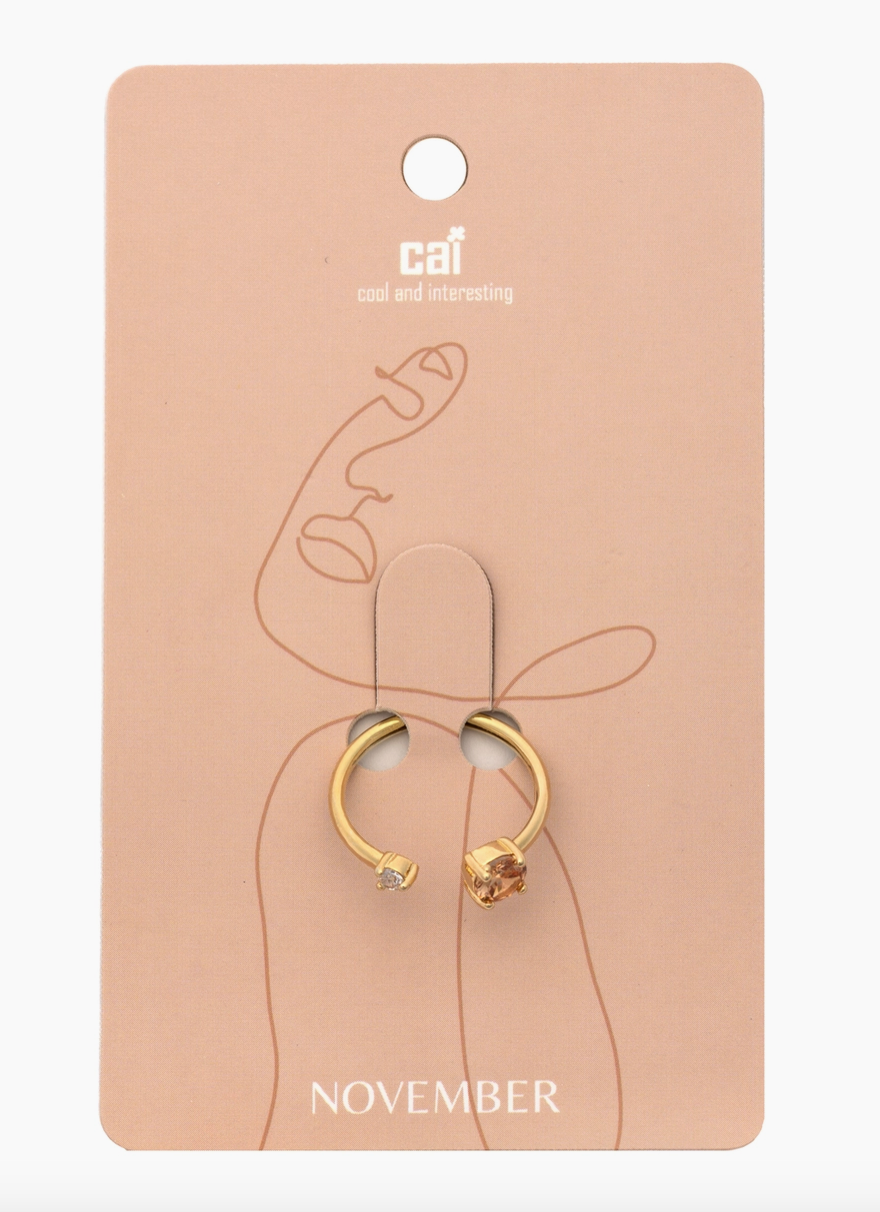 Duo Sparkling Birthstone Ring