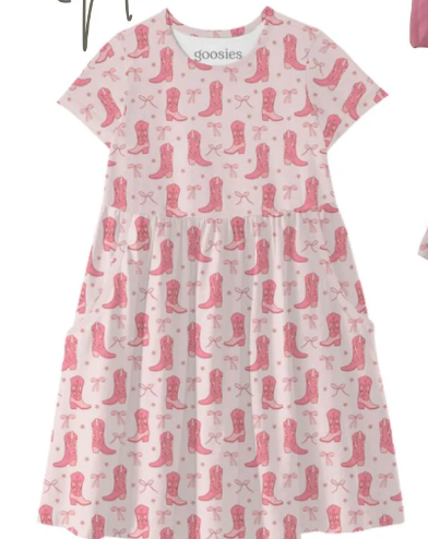 Boots & Bows Short Sleeve Pocket Dress by Goosies