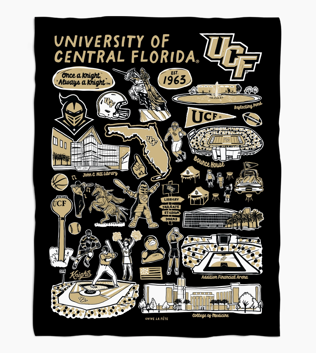 Hand Sketched Minky Blanket - Gameday