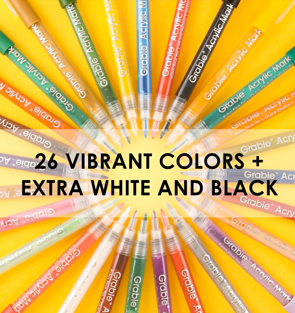 Grabie Extra Fine Tip Acrylic Paint Marker Set of 28