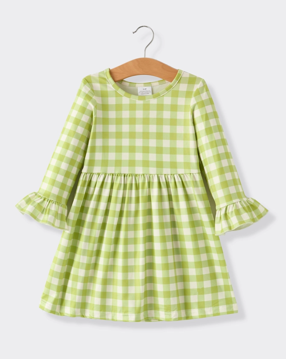 Green Plaid Dress with Monogram