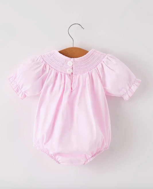 Halloween Pink Smock Embroidery Romper
