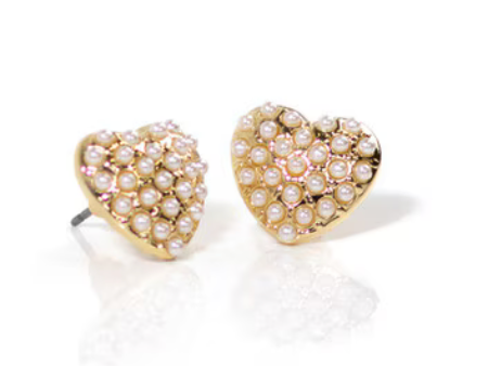 Candy Heart Pearl Stud Earrings