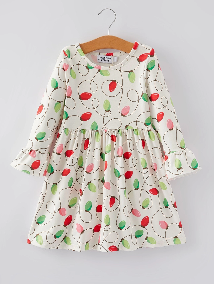 Christmas Lights Print Dress
