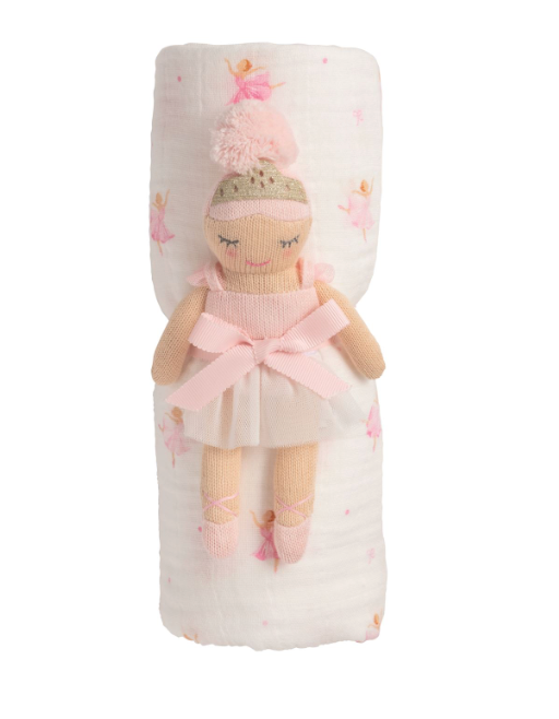 Ballerina Swaddle & Rattle Set