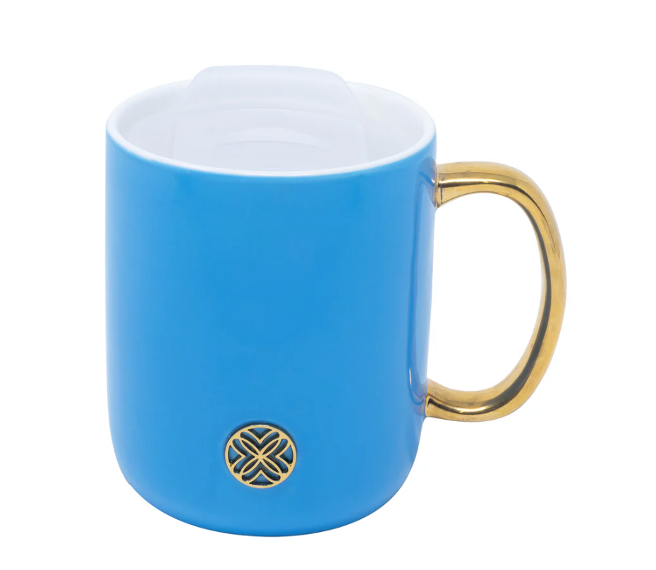 Ceramic Mug with Coaster Lid - Blue Stream