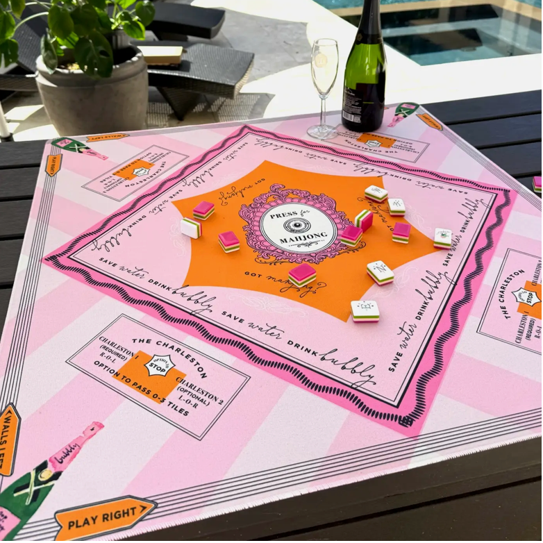 'press For Mahjong' Mat | the Champagne & Mahj Collection
