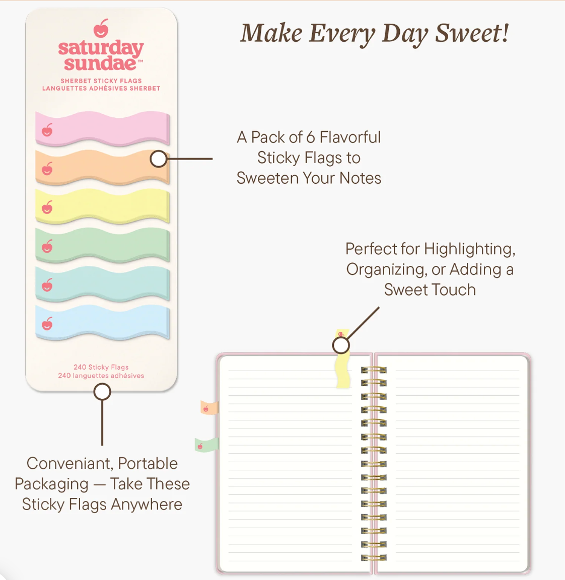 Cherry Ripple Sherbet Sticky Notes & Flags