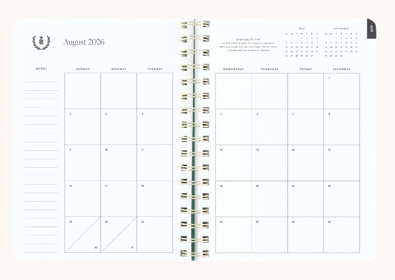 2026-2027 Small Softcover Weekly Simplified Planner - Blush Botanical