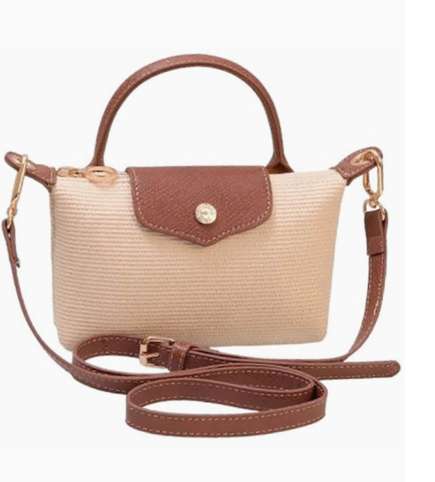 Straw Flap Crossbody Bag with Personalization