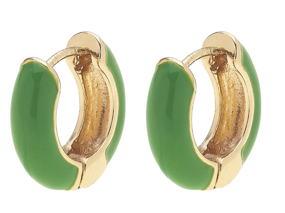 Cici Hinged Enamel Huggie Hoop Earrings