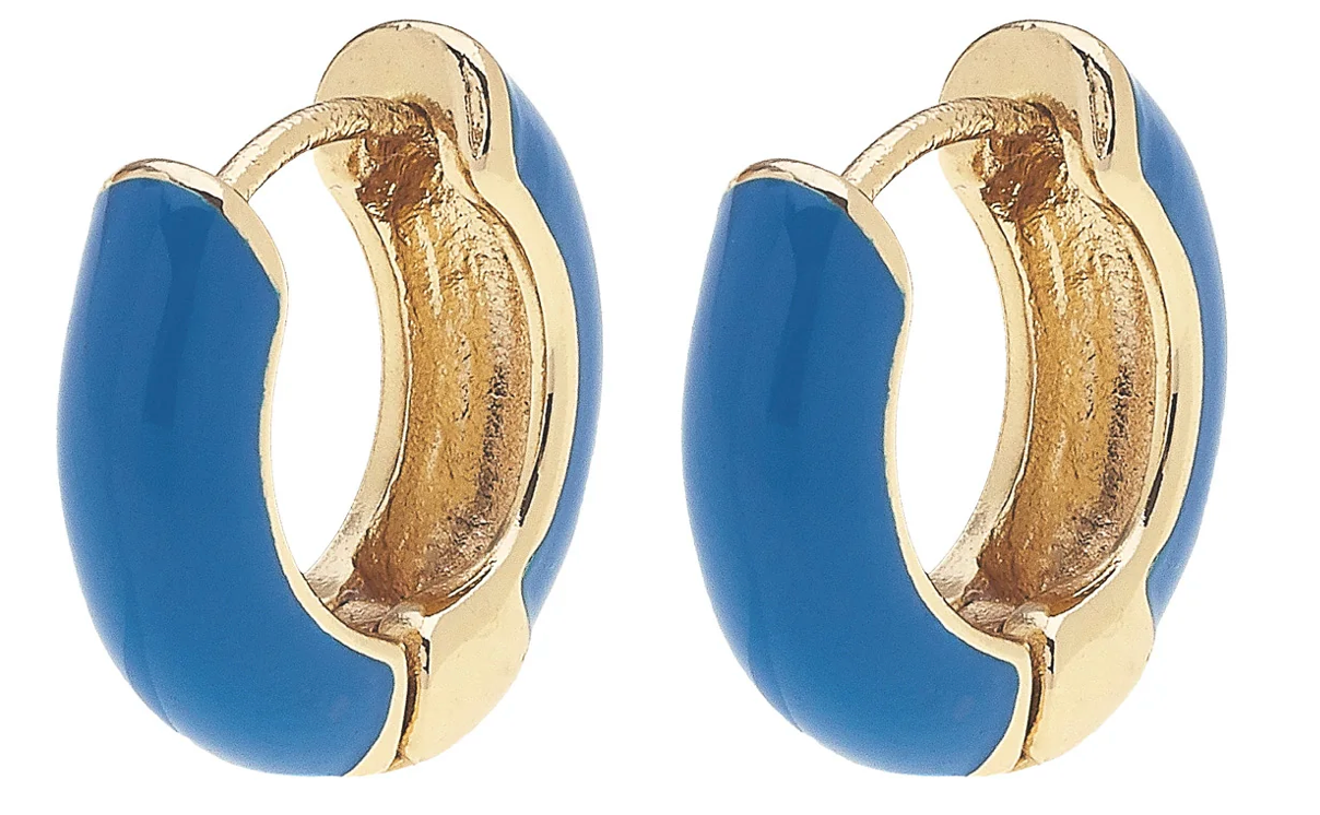 Cici Hinged Enamel Huggie Hoop Earrings