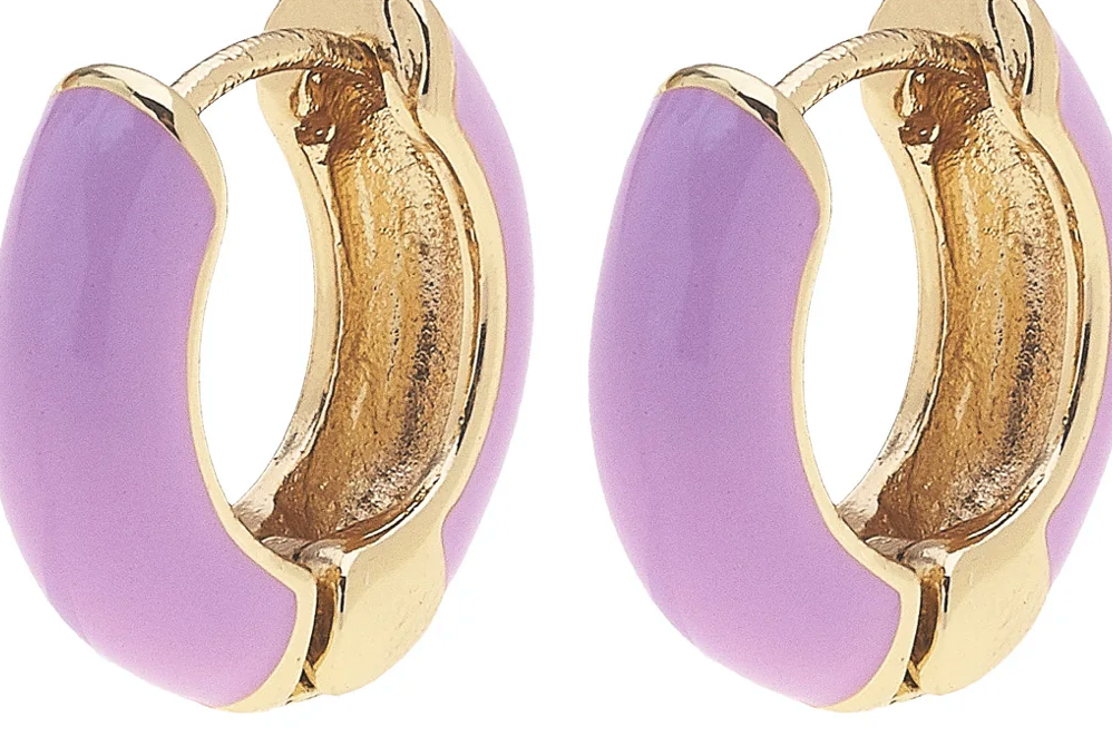 Cici Hinged Enamel Huggie Hoop Earrings