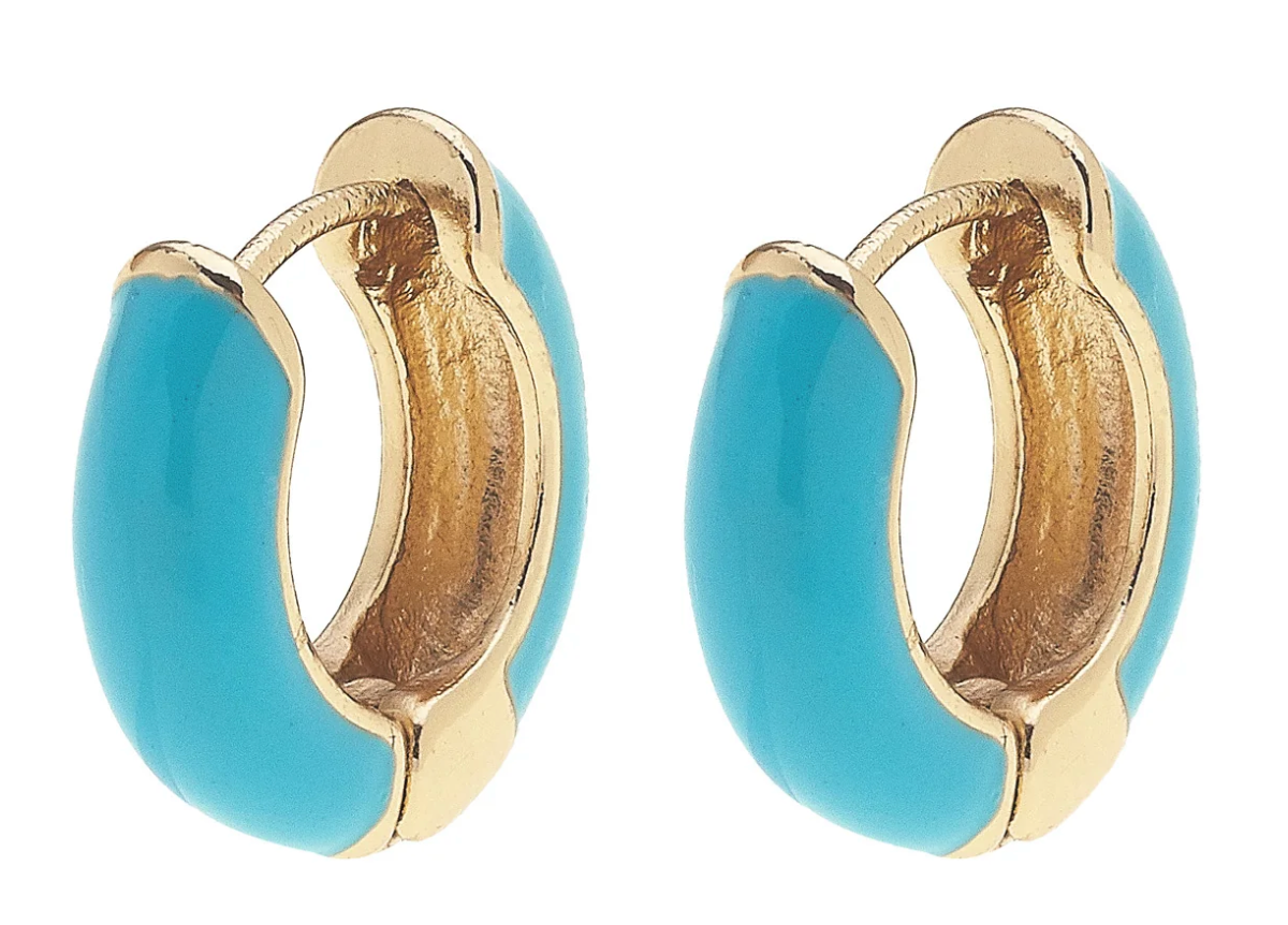 Cici Hinged Enamel Huggie Hoop Earrings