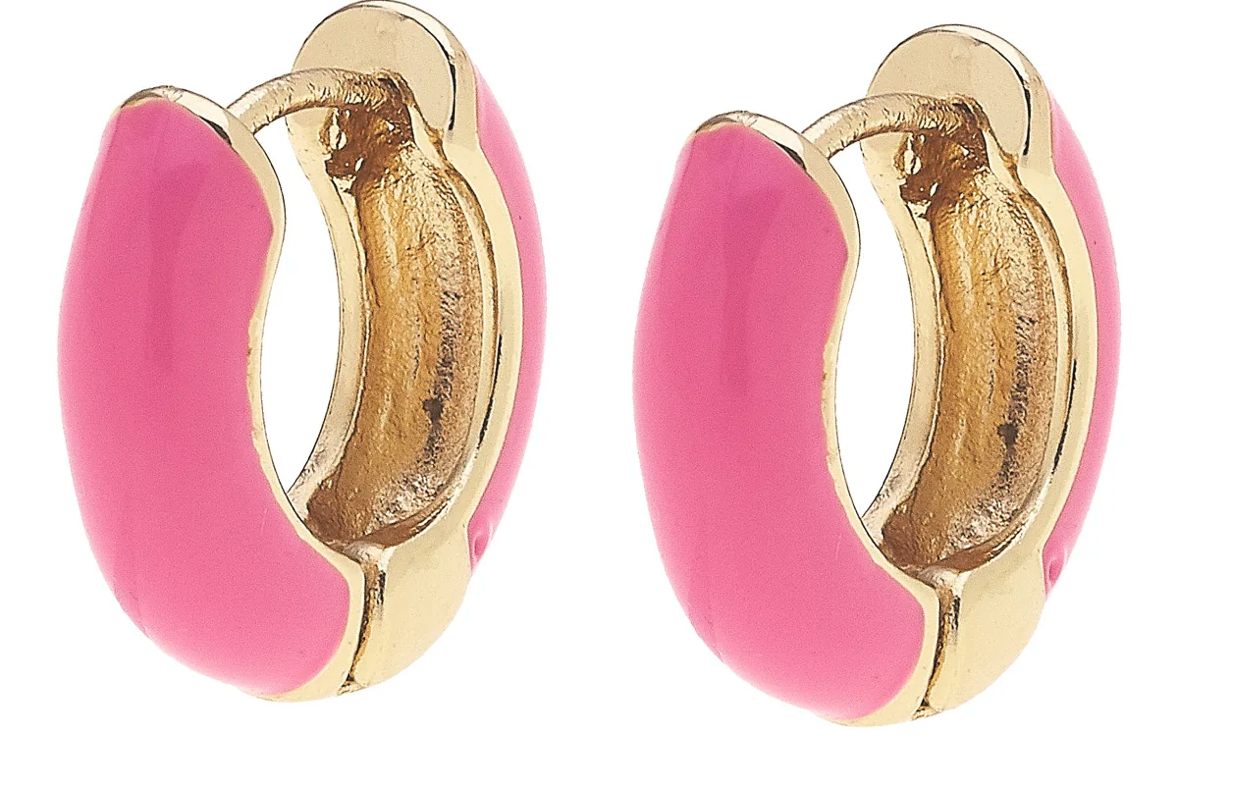 Cici Hinged Enamel Huggie Hoop Earrings