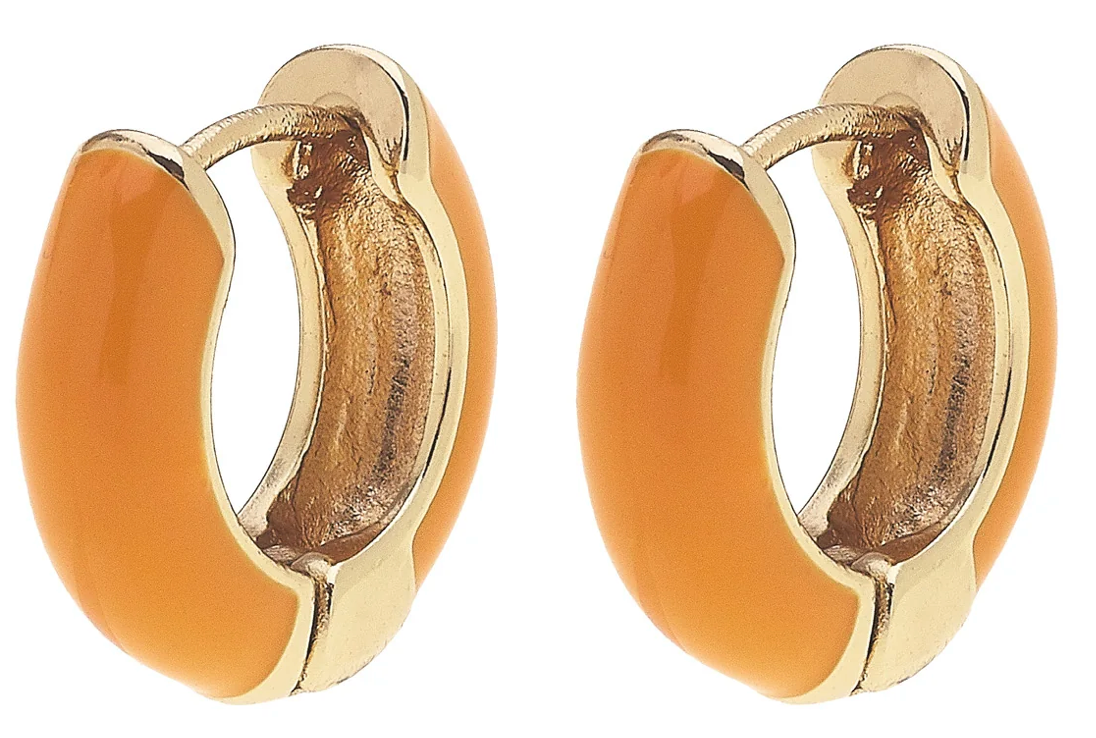 Cici Hinged Enamel Huggie Hoop Earrings