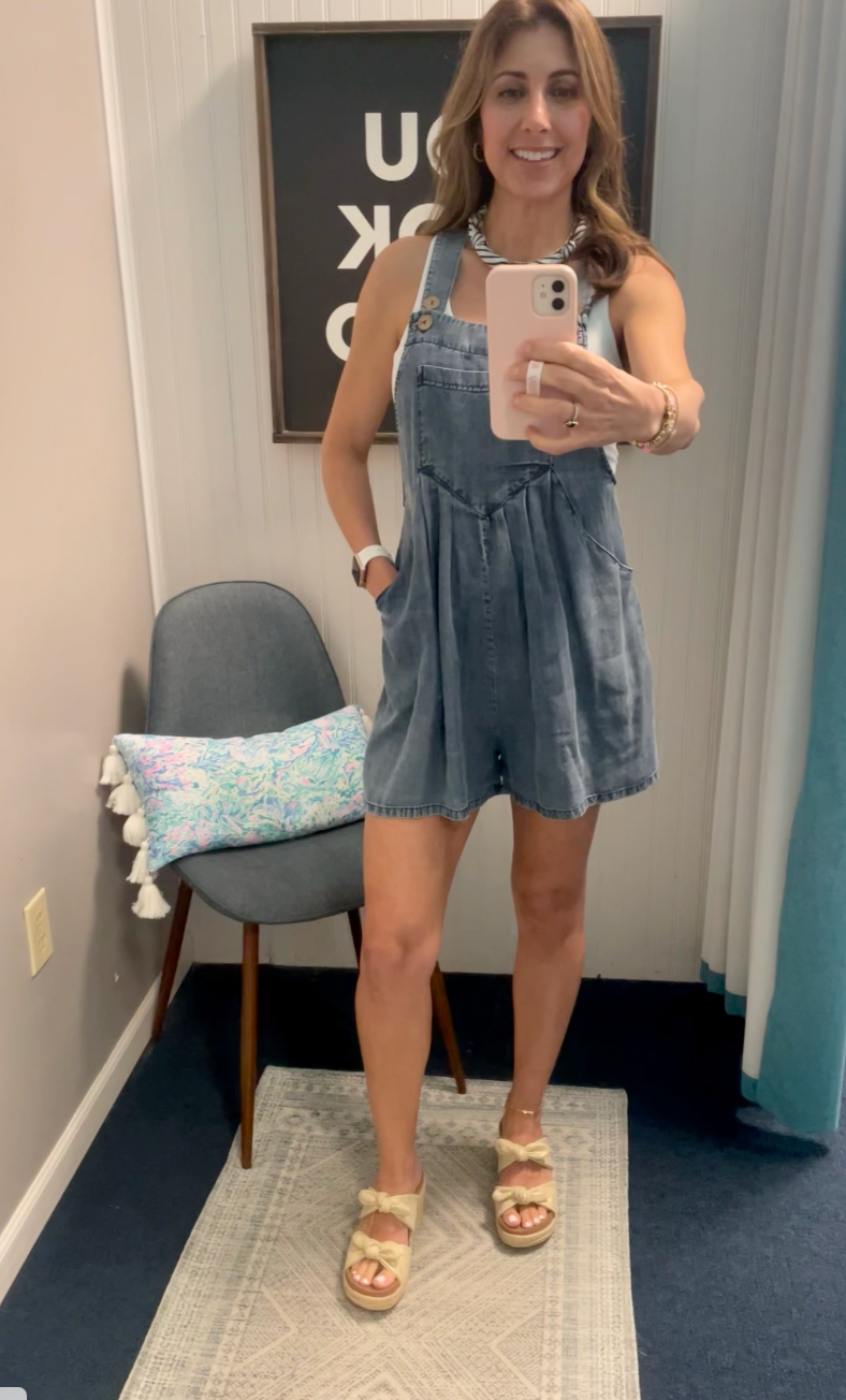 Mineral Washed Pleated Tencel Romper-Denim