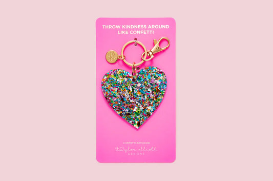Confetti Acrylic Heart Keychain W/ Personalization