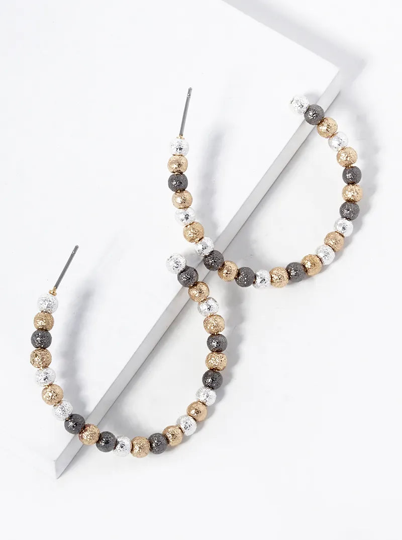 Textured Mini Beaded Hoop Earring
