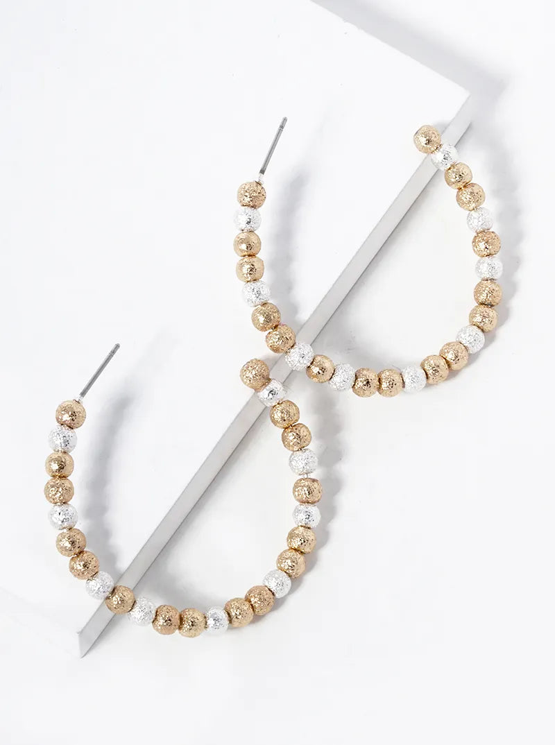 Textured Mini Beaded Hoop Earring
