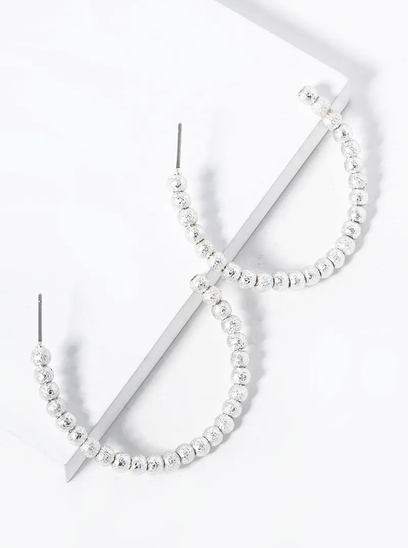 Textured Mini Beaded Hoop Earring