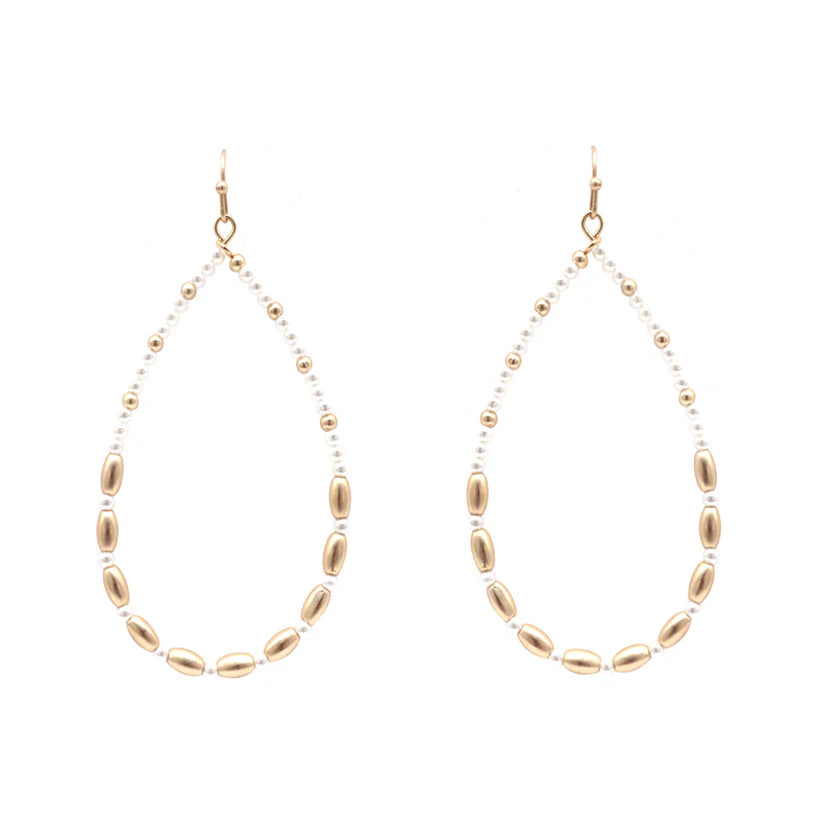 Pearl & Tube Bead Teardrop Earring