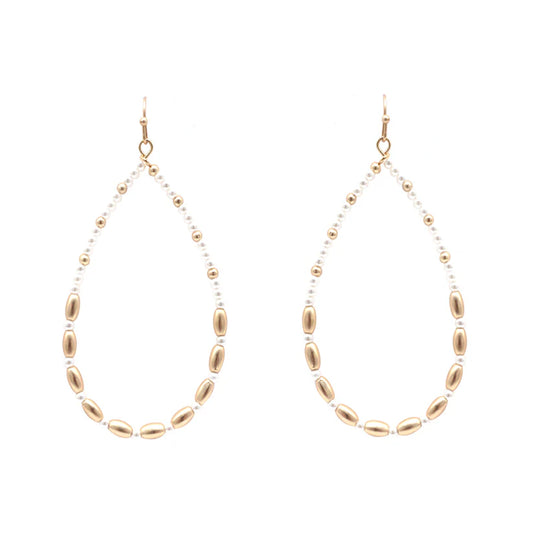 Pearl & Tube Bead Teardrop Earring