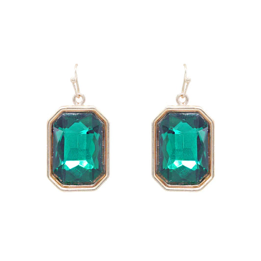 Emerald Cut Crystal Stone Earring