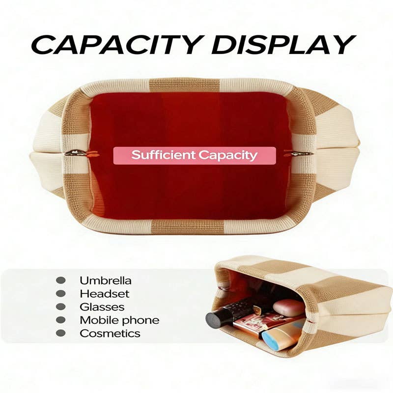 Color-block Striped Knit Cosmetic Bag with Personalization