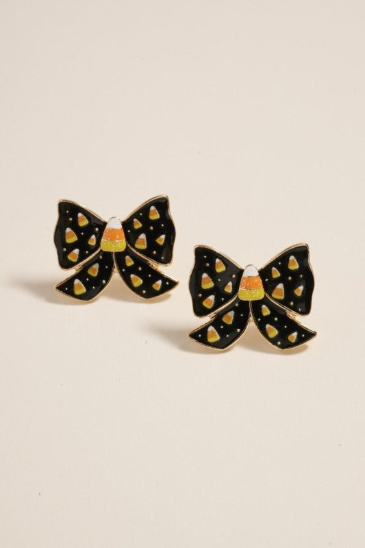 Candy Corn Enamel Bow Stud Earring