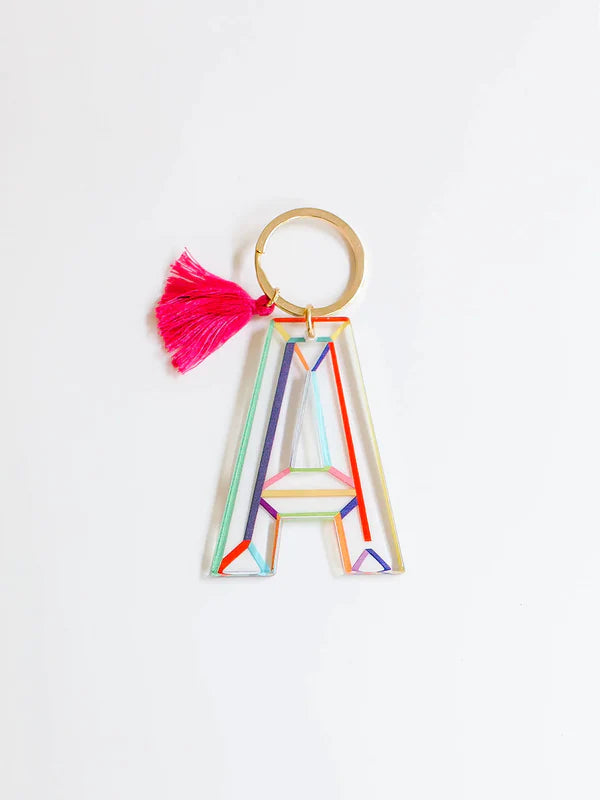 Colorful Stripe Initial Keychain