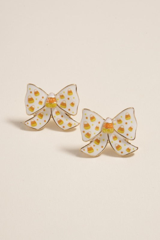 Candy Corn Enamel Bow Stud Earring