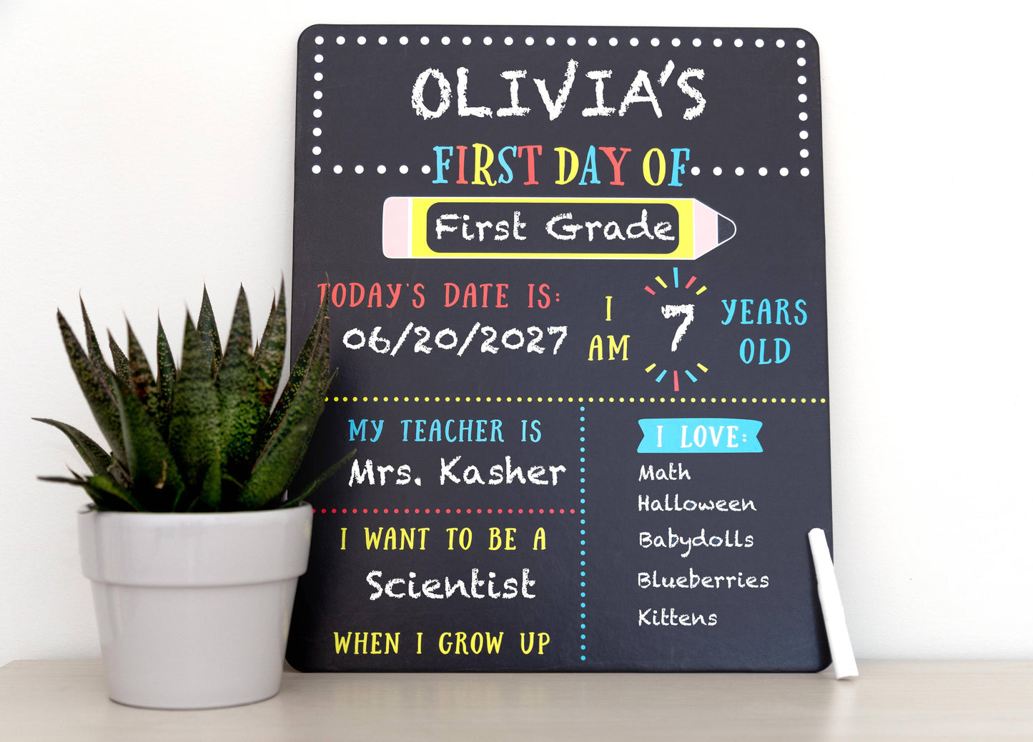 First Day and Last Day of School Reversible Chalkboard
