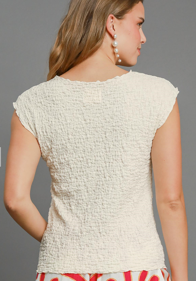 Solid Textured Sleeveless Top