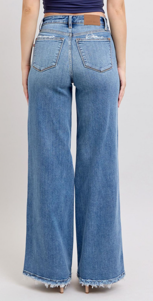 High Waist Retro Wide Leg Trouser Denim