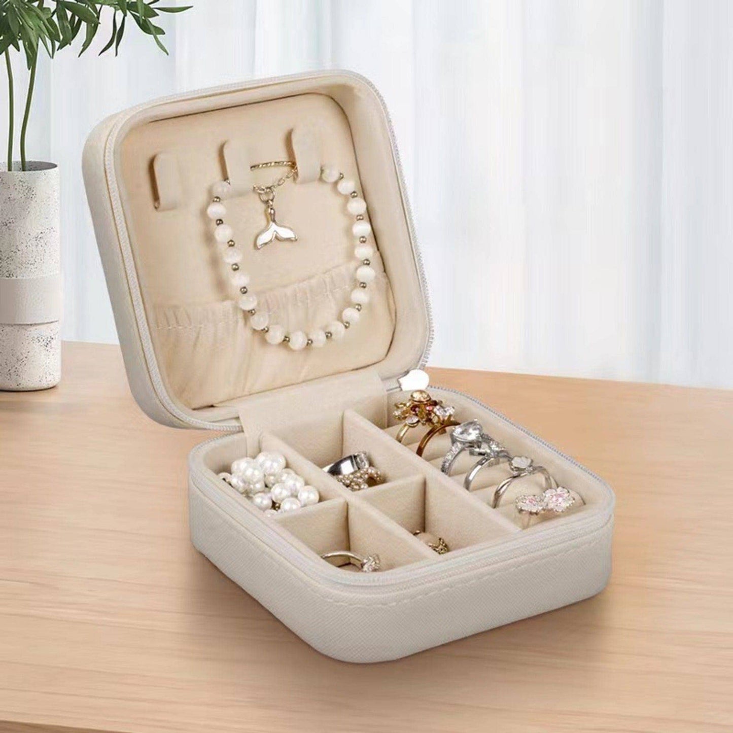Zip Around Square Jewelry Box