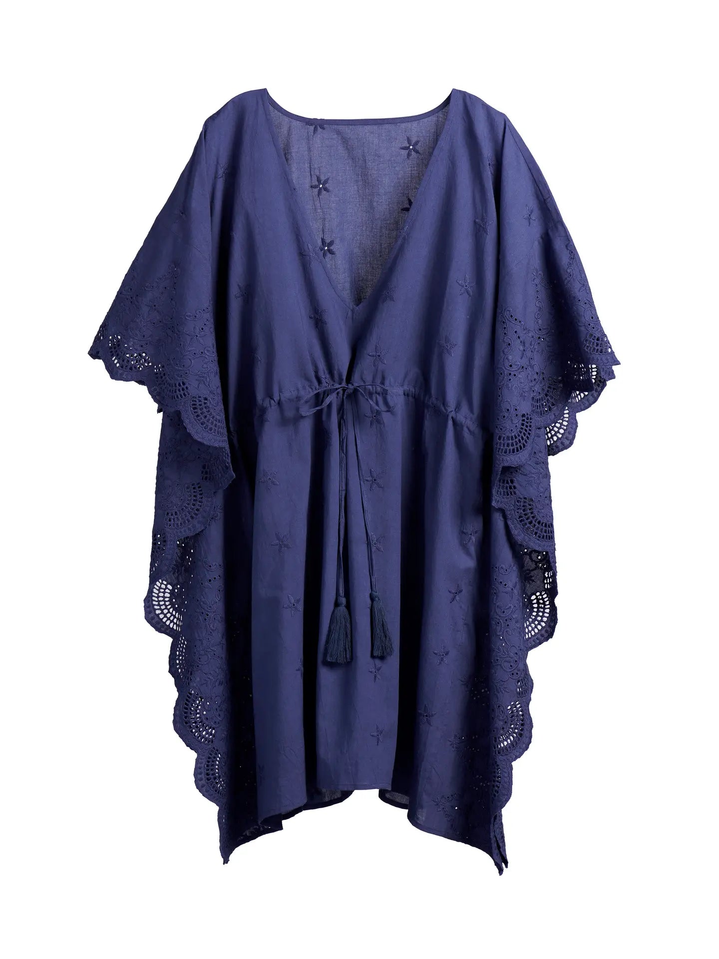 Bellissima Eyelet V-Neck Cover-Up-Navy