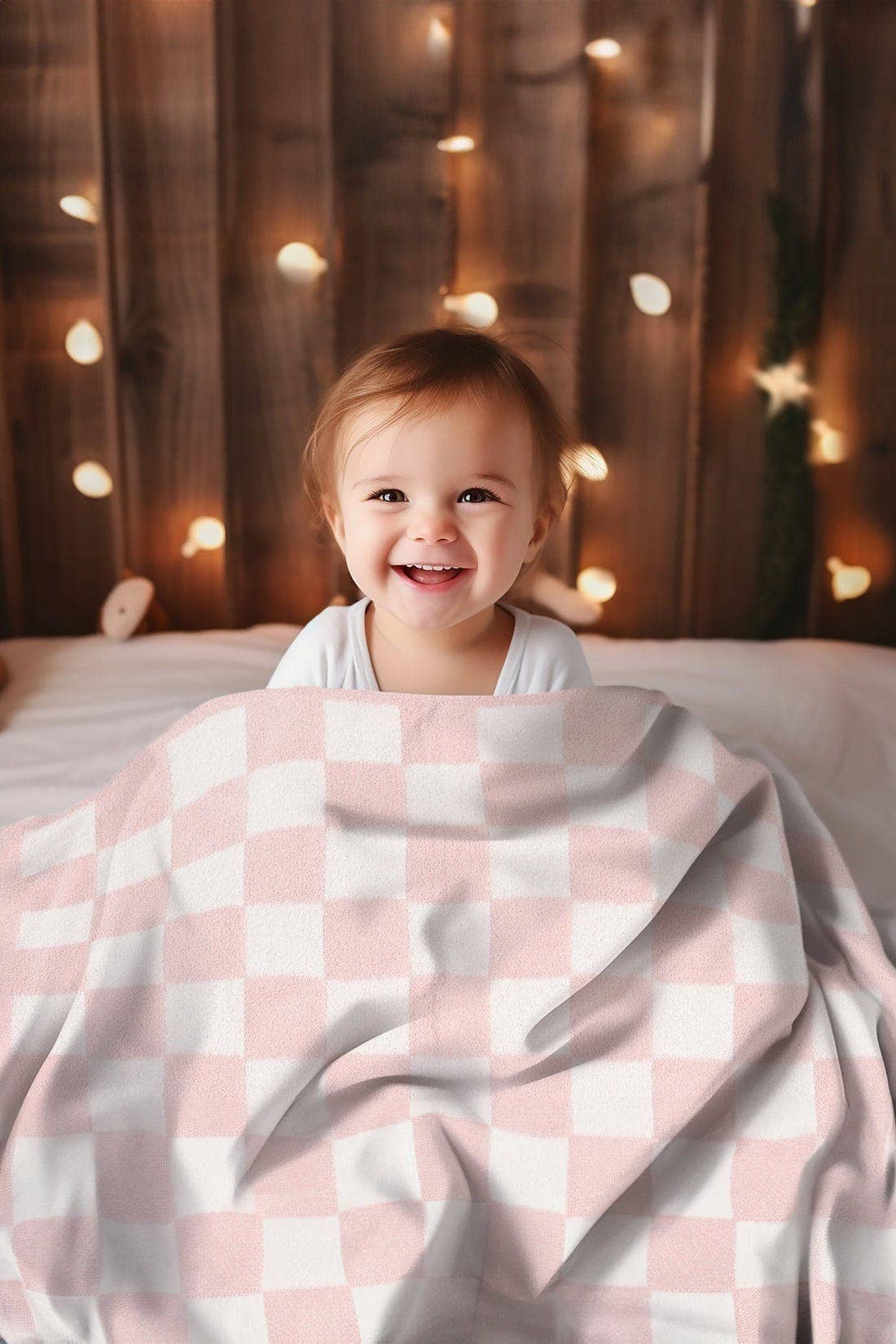 Super Lux Children's Checkered Bedding Blanket with personalization.