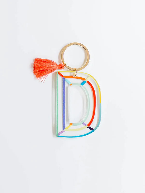Colorful Stripe Initial Keychain
