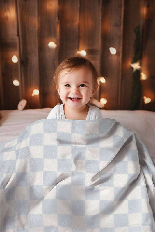 Super Lux Children's Checkered Bedding Blanket with personalization.