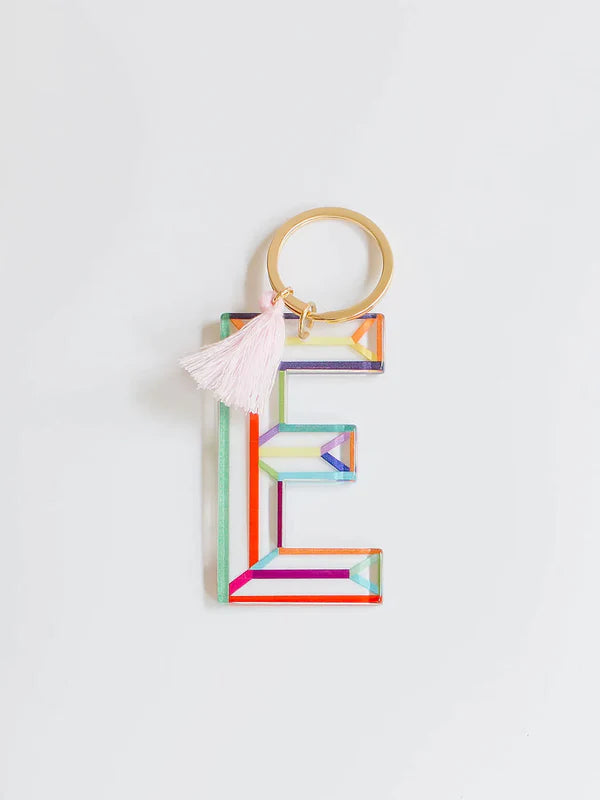 Colorful Stripe Initial Keychain